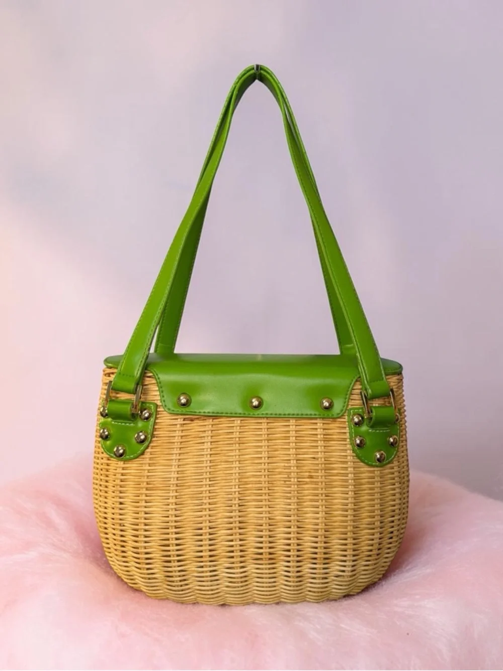 Vintage 70s Etienne Aigner Rattan Basket Handbag Top Handle Rare (A655) - Picture 4 of 16